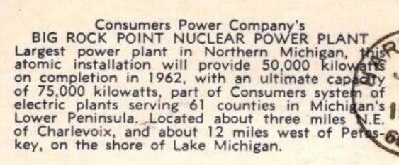 Big Rock Point Nuclear Power Plant - OLD POSTCARD